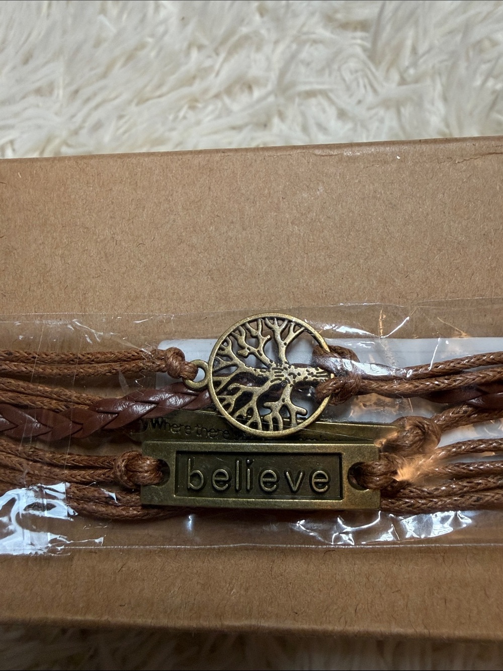 'Believe' Tree of Life Multi-Strand Brown Bracelet - Picture 5 of 5